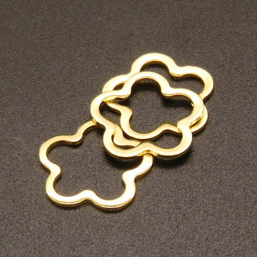 304 Stainless Steel Linking Rings,Flower,Vacuum plating Gold,14.5x14.5mm,Hole:12mm,about 0.3g/pc,100 pcs/package,XFFO00577vablb-611