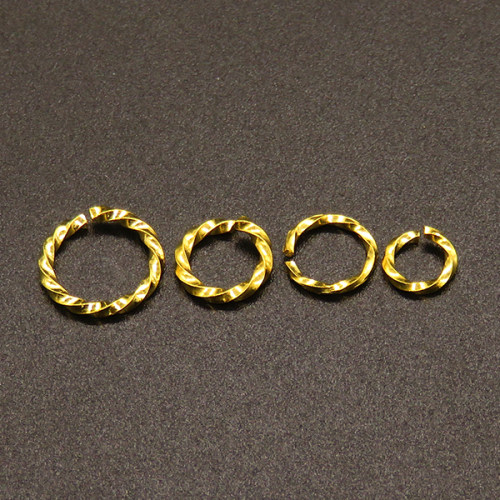 304 Stainless Steel Twisted Jump Rings,Open Jump Rings,Vacuum plating Gold,10x1mm,Hole:8mm,about 0.2g/pc,100 pcs/package,XFJ00133vabjb-611