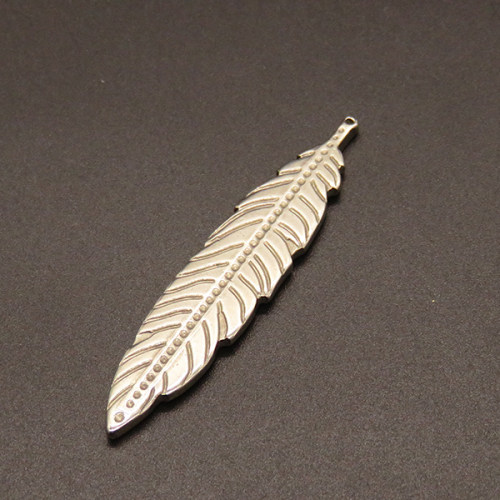 304 Stainless Steel Pendants,Feather,True color,64x13mm,Hole:1mm,about 9.89g/pc,10 pcs/package,XFPC02071avja-611