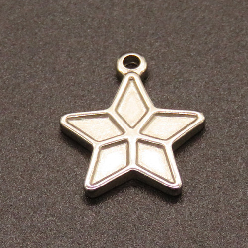 304 Stainless Steel Pendant Cabochon Settings,Star,True color,15mm,Hole:1.5mm,about 1.5g/pc,50 pcs/package,XFPC02078vabpb-611