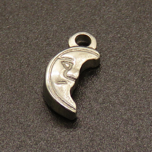304 Stainless Steel Pendants,Moon,True color,13x6mm,Hole:1.5mm,about 0.9g/pc,50 pcs/package,XFPC02084vabob-611