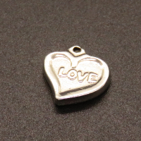304 Stainless Steel Pendants,Heart with Word Love,True color,12x12mm,Hole:1mm,about 1.4g/pc,50 pcs/package,XFPC02108vabob-611