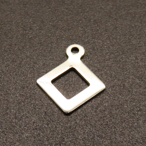304 Stainless Steel Pendants,Rhombus,True color,10x10mm,Hole:1mm,about 0.2g/pc,100 pcs/package,XFPC02137vabhb-611