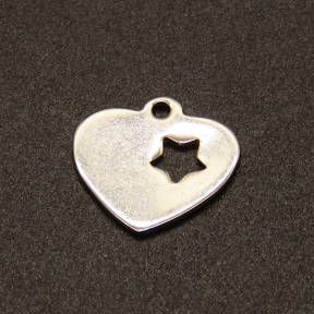 304 Stainless Steel Pendants,Heart with Star,True color,12x13mm,Hole:1.2mm,about 0.7g/pc,100 pcs/package,XFPC02157vabhb-611