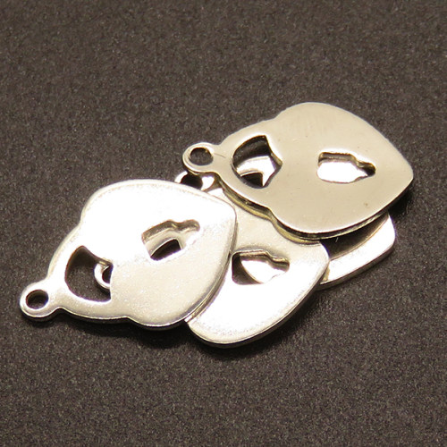 304 Stainless Steel Pendants,Heart Lock,True color,17x13mm,Hole:1mm,about 0.6g/pc,100 pcs/package,XFPC02179vabhi-611