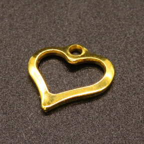 304 Stainless Steel Pendants,Heart,Vacuum plating Gold,11x11mm,Hole:1.2mm,about 0.25g/pc,100 pcs/package,XFPC02195vabjb-611