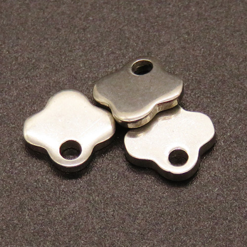 304 Stainless Steel Pendants,Four leaf clover,True color,10x10mm,Hole:2mm,about 0.6g/pc,100 pcs/package,XFPC02201vabhb-611
