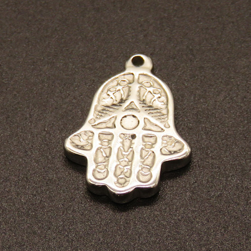 304 Stainless Steel Pendants,Hamsa Hand/Hand of Fatima/Hand of Miriam,True color,18x15mm,Hole:1.5mm,about 3g/pc,50 pcs/package,XFPC02239aaha-611