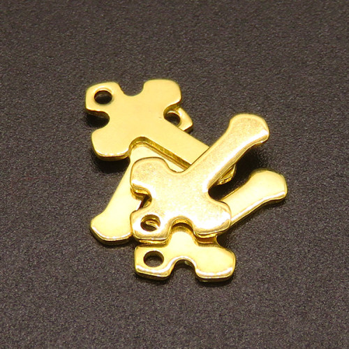 304 Stainless Steel Pendants,Cross,Vacuum plating Gold,15x10mm,Hole:1mm,about 0.4g/pc,100 pcs/package,XFPC02251vabjl-611