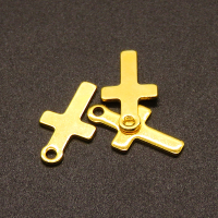 304 Stainless Steel Pendants,Cross,Vacuum plating Gold,15x8mm,Hole:1mm,about 0.2g/pc,100 pcs/package,XFPC02255vabjb-611