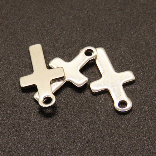 304 Stainless Steel Pendants,Cross,True color,15x8mm,Hole:1mm,about 0.2g/pc,100 pcs/package,XFPC02257vabhb-611