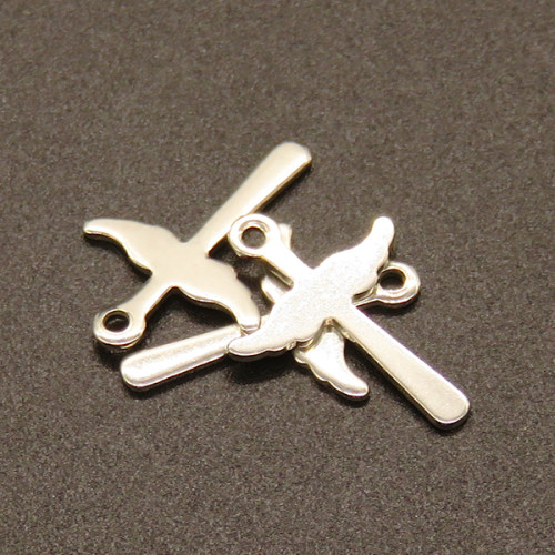 304 Stainless Steel Pendants,Cross with Wing,True color,13x18mm,Hole:1mm,about 0.2g/pc,100 pcs/package,XFPC02261vabhi-611