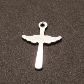 304 Stainless Steel Pendants,Cross with Wing,True color,13x18mm,Hole:1mm,about 0.2g/pc,100 pcs/package,XFPC02261vabhi-611