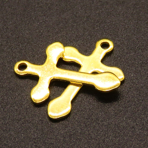 304 Stainless Steel Pendants,Cross,Vacuum plating Gold,16x12mm,Hole:1.2mm,about 0.3g/pc,100 pcs/package,XFPC02269vabjl-611