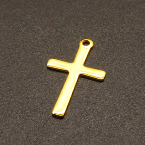 304 Stainless Steel Pendants,Cross,Vacuum plating Gold,21x12mm,Hole:1.5mm,about 0.7g/pc,100 pcs/package,XFPC02273vabkb-611