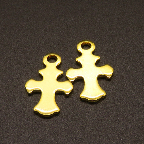 304 Stainless Steel Pendants,Cross,Vacuum plating Gold,21x13mm,Hole:2mm,about 1g/pc,100 pcs/package,XFPC02277vabkl-611
