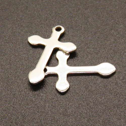 304 Stainless Steel Pendants,Cross,True color,18x12mm,Hole:1mm,about 0.4g/pc,100 pcs/package,XFPC02283vabhl-611