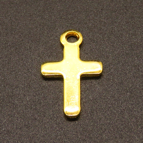 304 Stainless Steel Pendants,Cross,Vacuum plating Gold,21x12mm,Hole:2mm,about 0.7g/pc,100 pcs/package,XFPC02299vablb-611