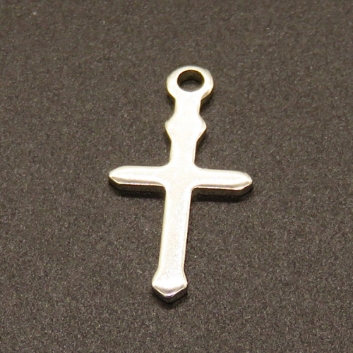 304 Stainless Steel Pendants,Cross,True color,24x12mm,Hole:2mm,about 0.6g/pc,100 pcs/package,XFPC02303vabil-611