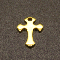 304 Stainless Steel Pendants,Cross,Vacuum plating Gold,8x12mm,Hole:1mm,about 0.2g/pc,100 pcs/package,XFPC02312vabjb-611