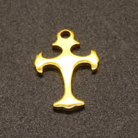 304 Stainless Steel Pendants,Cross,Vacuum plating Gold,9x14mm,Hole:1mm,about 0.4g/pc,100 pcs/package,XFPC02314vabjl-611