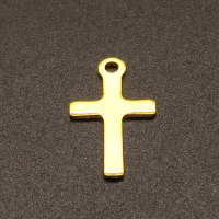 304 Stainless Steel Pendants,Cross,Vacuum plating Gold,17x10mm,Hole:1mm,about 0.3g/pc,100 pcs/package,XFPC02323vabjl-611