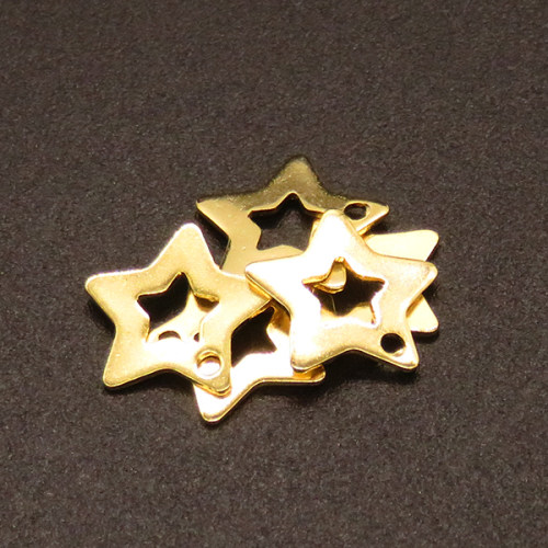 304 Stainless Steel Pendants,Star,Vacuum plating Gold,10mm,Hole:1mm,about 0.15g/pc,100 pcs/package,XFPC02327vabjb-611
