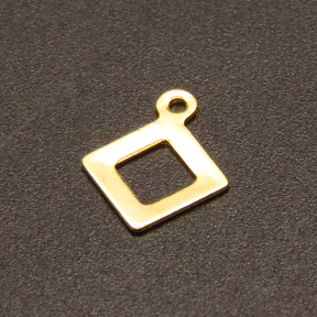 304 Stainless Steel Pendants,Rhombus,Vacuum plating Gold,10x10mm,Hole:1mm,about 0.2g/pc,100 pcs/package,XFPC02331vabjb-611
