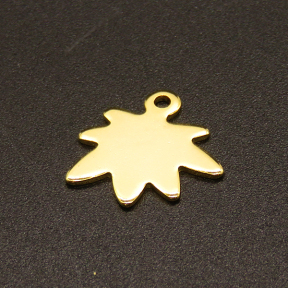 304 Stainless Steel Pendants,Maple Leaf,Vacuum plating Gold,11x15mm,Hole:1.2mm,about 0.6g/pc,100 pcs/package,XFPC02343vabjl-611