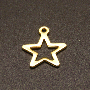 304 Stainless Steel Pendants,Star,Vacuum plating Gold,12mm,Hole:1.2mm,about 0.3g/pc,100 pcs/package,XFPC02345vabjl-611