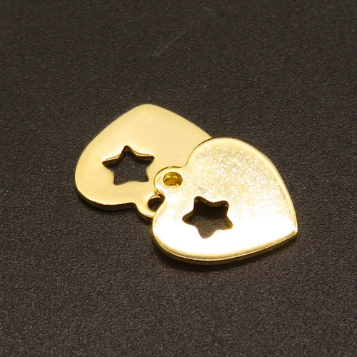 304 Stainless Steel Pendants,Heart with Star,Vacuum plating Gold,13x13mm,Hole:1mm,about 0.6g/pc,100 pcs/package,XFPC02351vabjb-611
