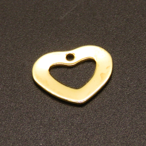 304 Stainless Steel Pendants,Heart,Vacuum plating Gold,12x14mm,Hole:1mm,about 0.4g/pc,100 pcs/package,XFPC02357vabjl-611