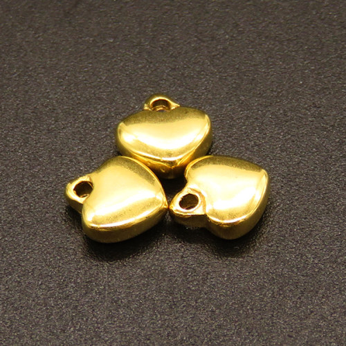 304 Stainless Steel Pendants,Heart,Vacuum plating Gold,7x7mm,Hole:0.8mm,about 0.4g/pc,50 pcs/package,XFPC02375aaha-611