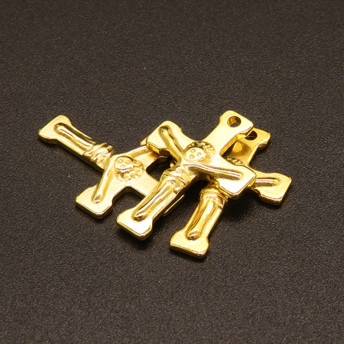 304 Stainless Steel Pendants,for Easter,Crucifix Cross,Vacuum plating Gold,20x14mm,Hole:1.5mm,about 1.37g/pc,50 pcs/package,XFPC02379aahl-611