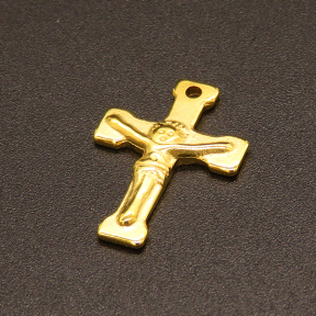 304 Stainless Steel Pendants,for Easter,Crucifix Cross,Vacuum plating Gold,20x14mm,Hole:1.5mm,about 1.37g/pc,50 pcs/package,XFPC02379aahl-611