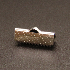 304 Stainless Steel Ribbon Crimp Ends,Rectangle,True color,25x8mm,Hole:1.2x3.5mm,about 1.1g/pc,100 pcs/package,XFT00080vabkb-611