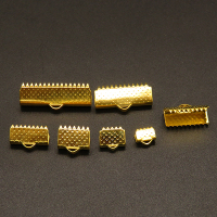 304 Stainless Steel Ribbon Crimp Ends,Rectangle,Vacuum plating Gold,25x8mm,Hole:1.2x3.5mm,about 1.1g/pc,100 pcs/package,XFT00082vabob-611