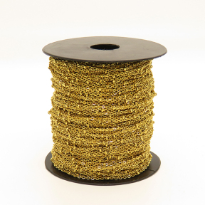 304 Stainless steel Chain,Cable Satellite Chains,Soldered,with Rondelle Beads and Card Paper,Vacuum plating gold,2mm,about 450g/package,50 m/package,XMC00216aaio-G015