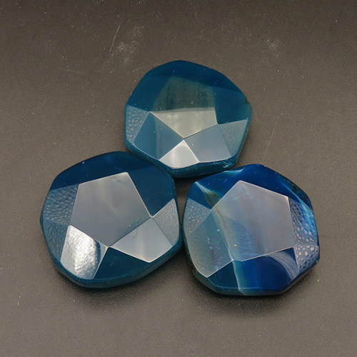 Natural Agate Cabochons,Irregular,Faceted,Dyed,Royal Blue,12x38x38mm,about 26.7g/pc,1 pc/package,XFCA00086bbov-L001