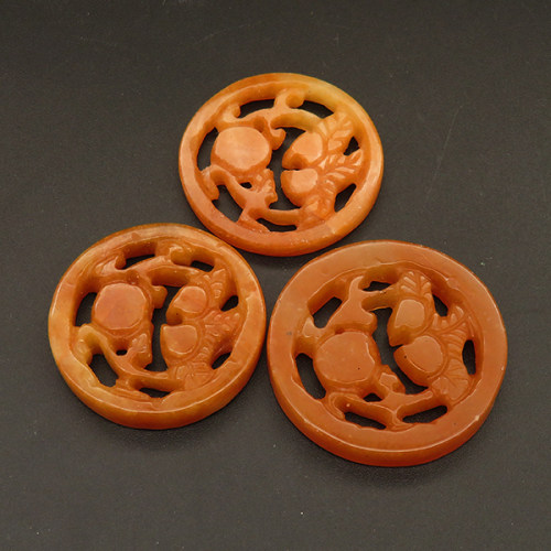 Natural Alabaster Filigree Joiners,Flat Round,Hollow,Dyed,Orange,6x36mm,about 11.4g/pc,1 pc/package,XFCA00107bbov-L001