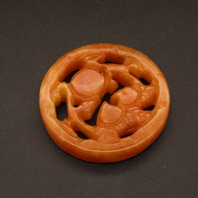 Natural Alabaster Filigree Joiners,Flat Round,Hollow,Dyed,Orange,6x36mm,about 11.4g/pc,1 pc/package,XFCA00107bbov-L001