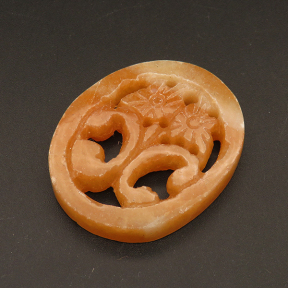 Natural Alabaster Filigree Joiners,Flat Round,Hollow,Dyed,Orange,6x37x46mm,about 13.1g/pc,1 pc/package,XFCA00109bhva-L001
