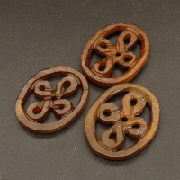 Natural Alabaster Filigree Joiners,Chinese Knot,Oval,Dyed,Dark Brown,4x25x32mm,about 3.8g/pc,1 pc/package,XFCA00111bbov-L001