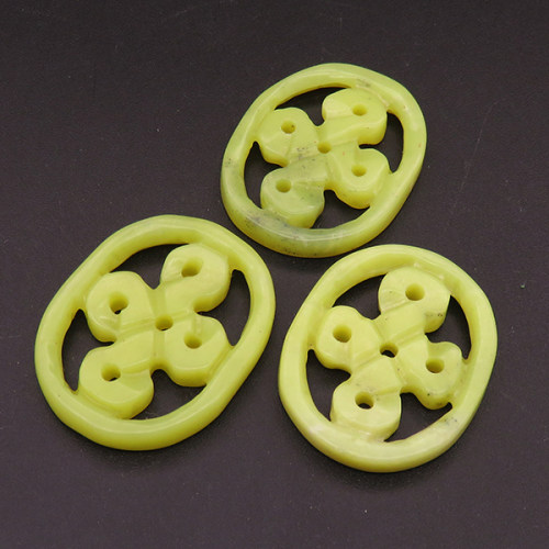 Natural Alabaster Filigree Joiners,Chinese Knot,Oval,Dyed,Green,5x27x34mm,about 5.6g/pc,1 pc/package,XFCA00113bbov-L001