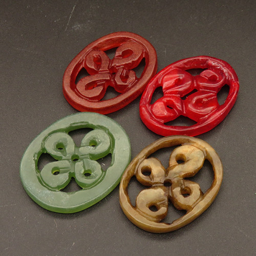 Natural Alabaster Filigree Joiners,Chinese Knot,Oval,Dyed,Random mixed color,3x27x34mm,about 4.9g/pc,1 pc/package,XFCA00117bbov-L001