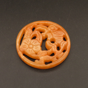 Natural Alabaster Filigree Joiners,Flat Round,Flower,Dyed,Orange,6x42mm,about 16.5g/pc,1 pc/package,XFCA00121bhva-L001
