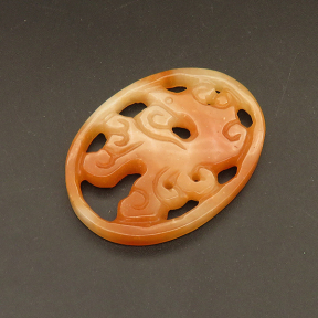 Natural Alabaster Filigree Joiners,Oval,Dyed,Orange,6x40x52mm,about 20.3g/pc,1 pc/package,XFCA00125bhva-L001