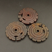 Natural Alabaster Filigree Joiners,Flat Round,Gear,Dyed,Brown,4x39mm,about 12.7g/pc,1 pc/package,XFCA00146bhva-L001