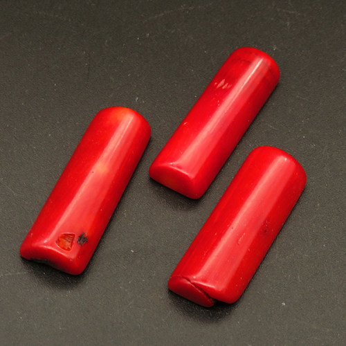 Natural Red Coral Cabochons,Semi-cylindrical,Red,10x11x31mm,about 3.7g/pc,1 pc/package,XFCA00159bhia-L001