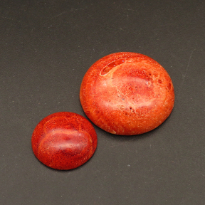 Natural Grass Coral Cabochons,Suede Semicircle,Orange Red,10x30mm,about 9.6g/pc,1 pc/package,XFCA00163bbov-L001
